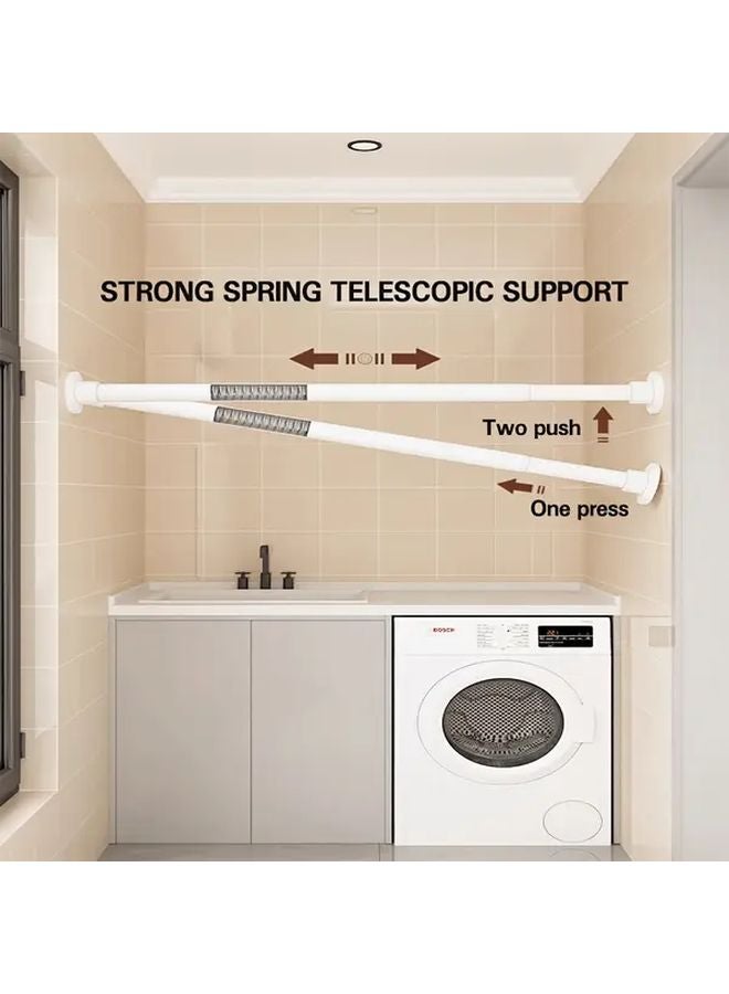 Adjustable Telescopic Shower Curtain Rod No Drilling Tension Mount White 110 200cm - Image 4